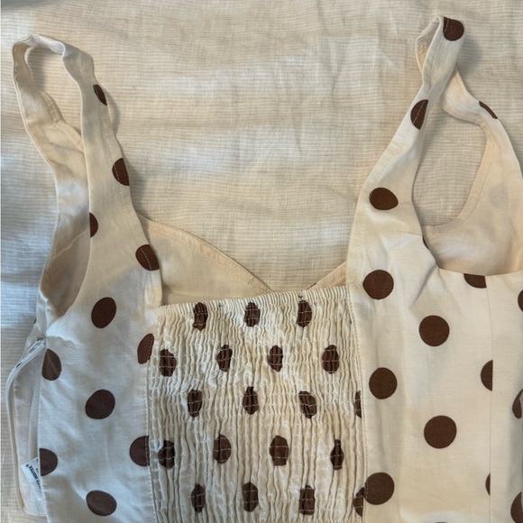 Zara Cream and Brown Polka Dot Mini Skirt & Top Set - Picture 4 of 6